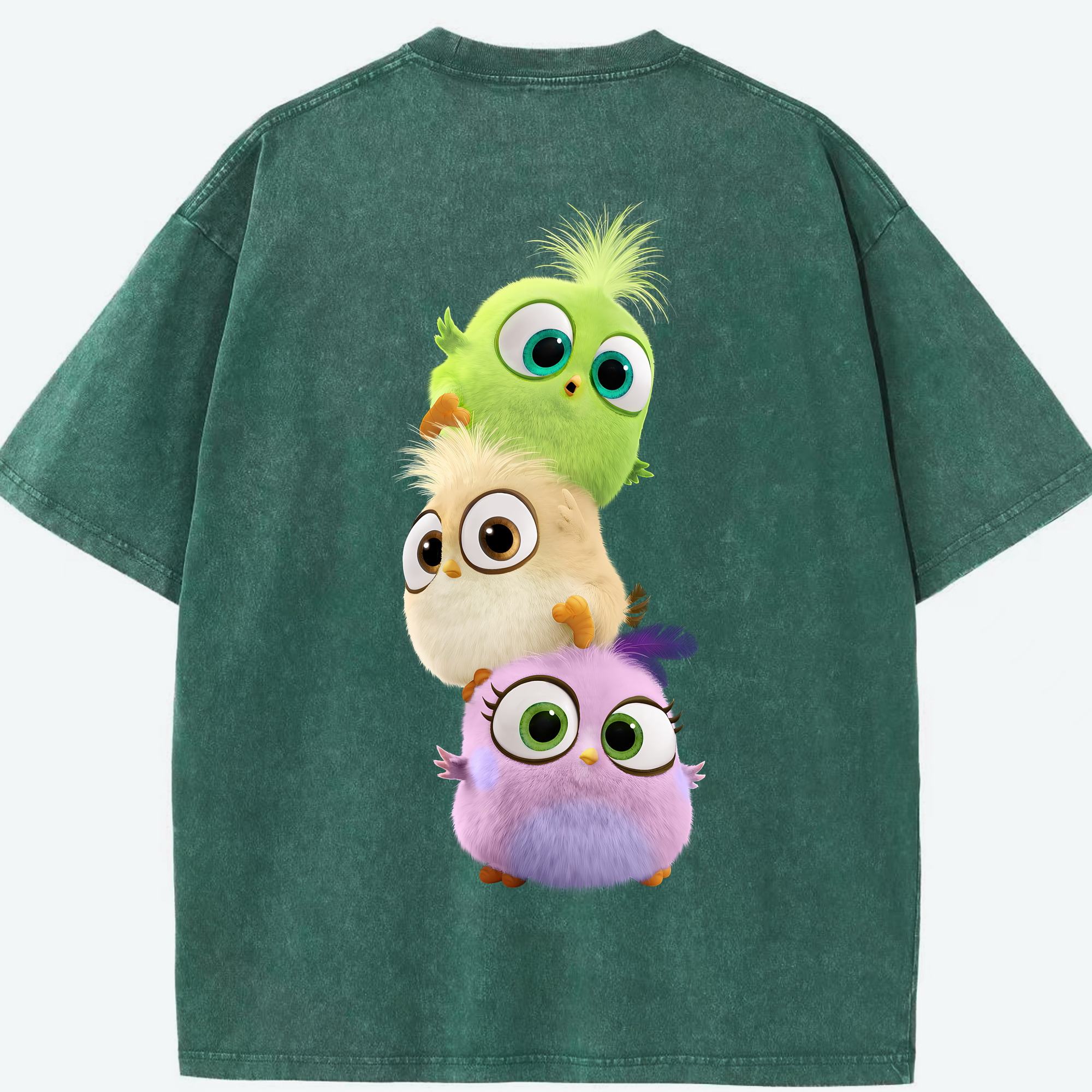 （画像用） Angry Birds アングリーバード 綿100% ヴィンテージ風 半袖Tシャツ（背面プリント）